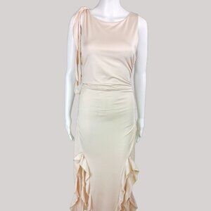 Cream Ruffle Aline Bodycon Dress